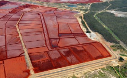 A Queensland Alumina Limited red mud dam.